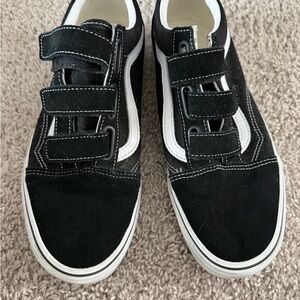 Mens Black and White Velcro Vans